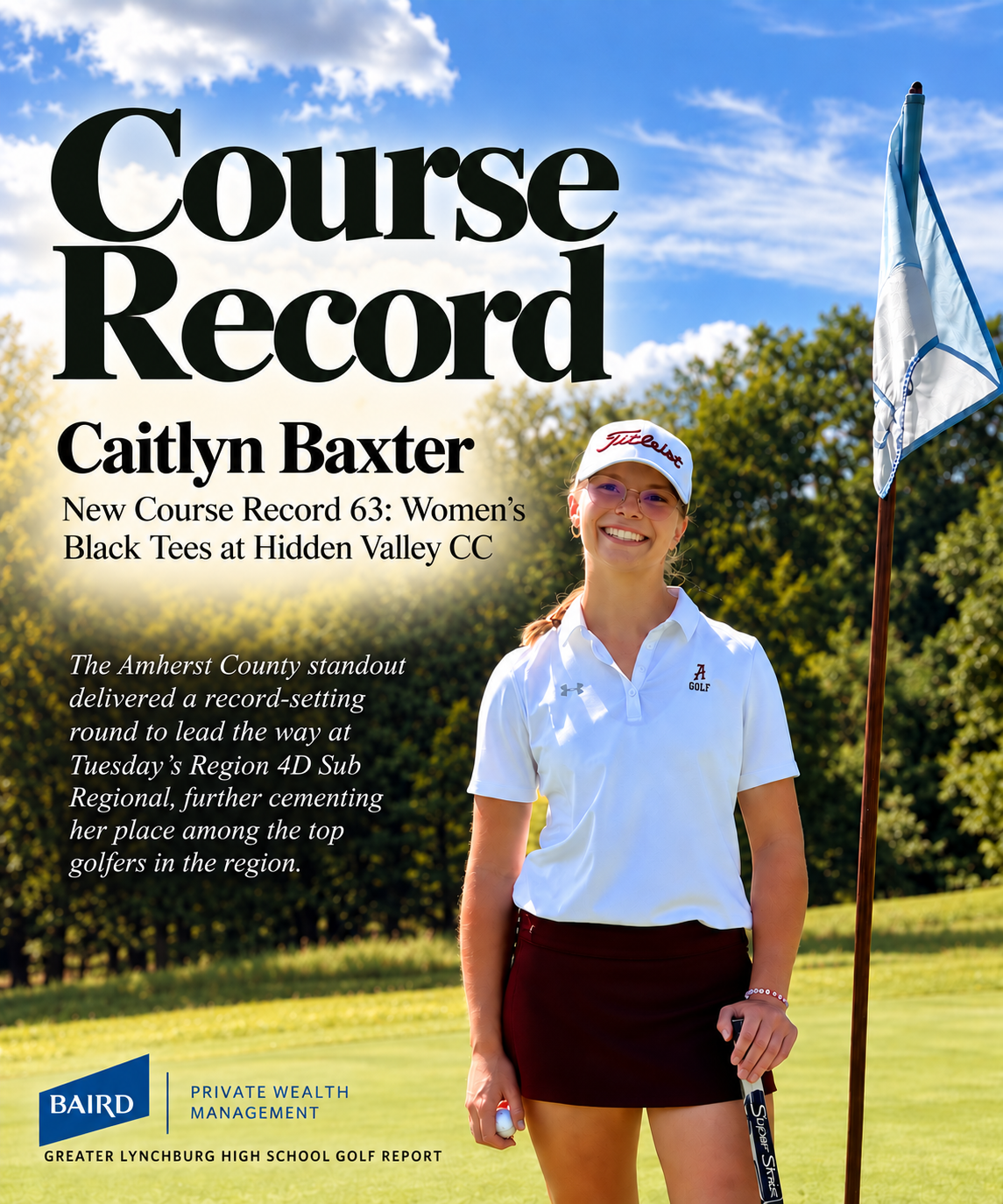 Caitlyn Baxter Fires Course-Record 63 to Advance in Region 4D