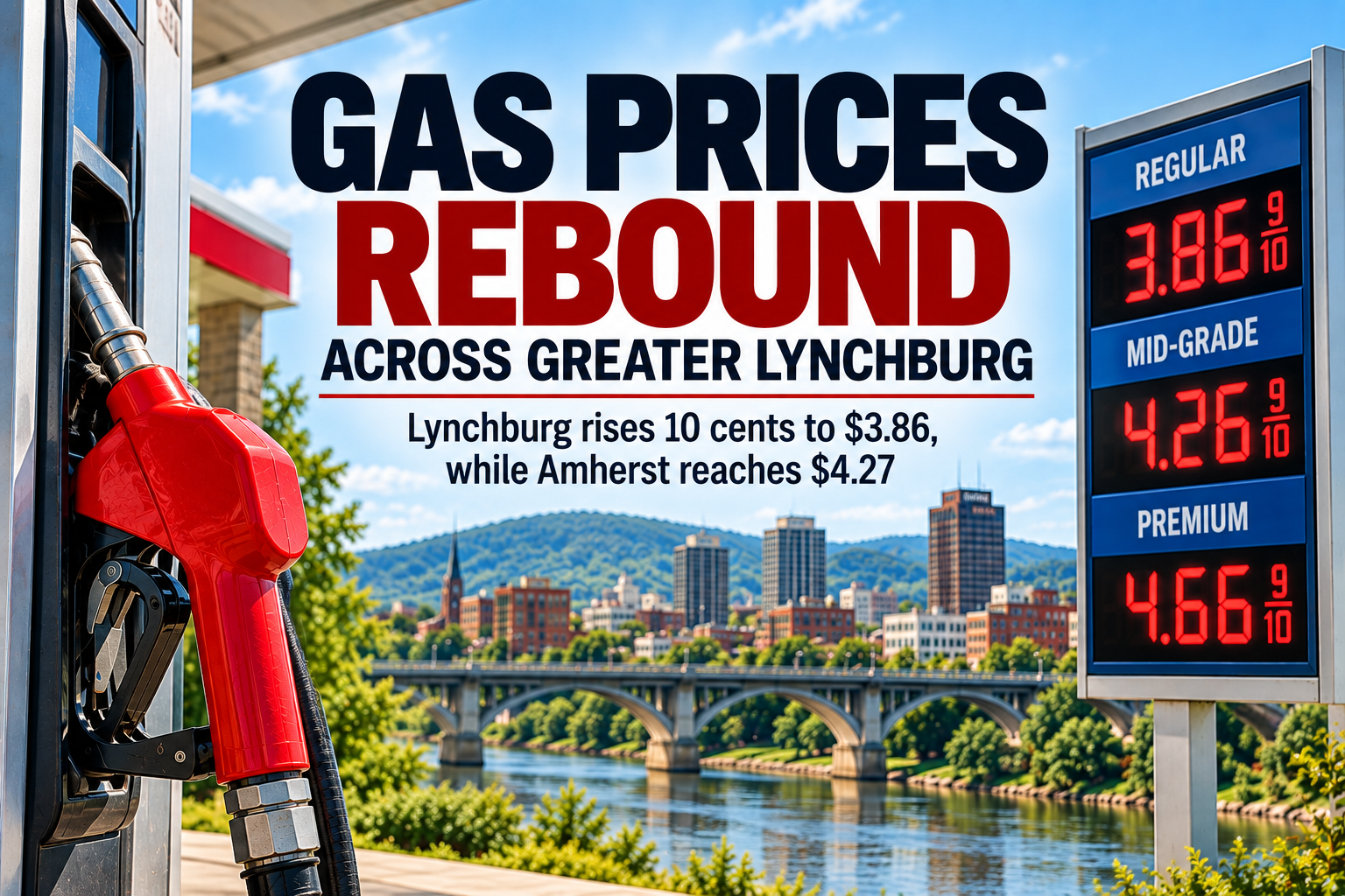 Gas Prices Rebound Across Greater Lynchburg; Amherst Reaches $4.27