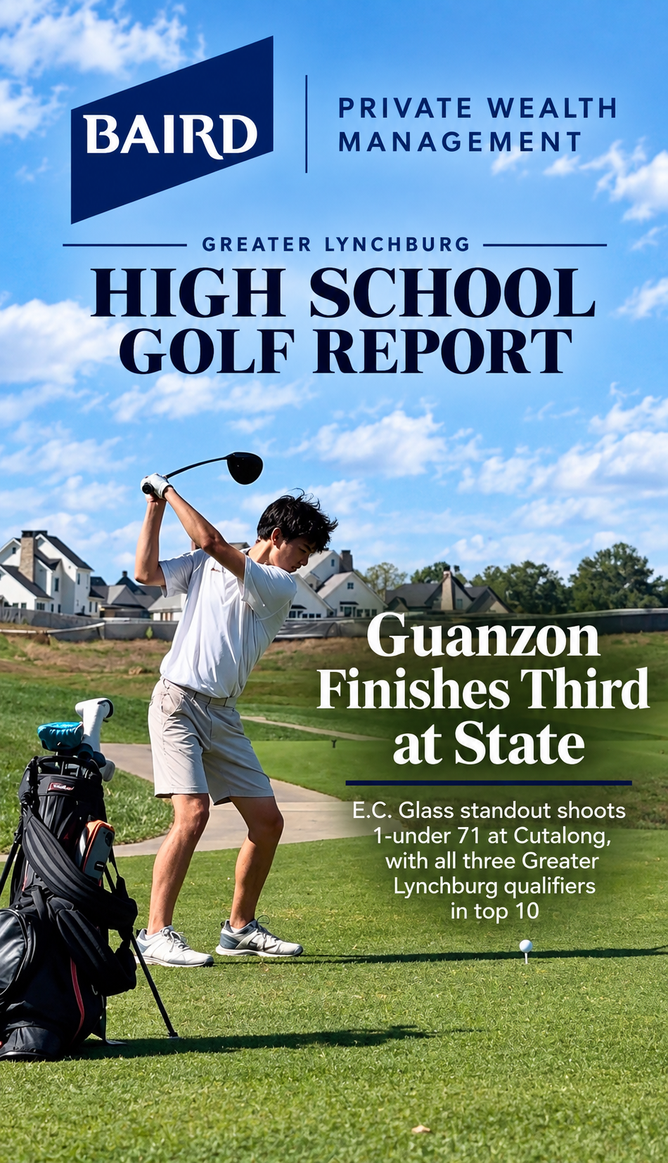 Guanzon Finishes Third at Class 4 State Golf Championship; Baxter Seventh, Laughon Tied for Eighth