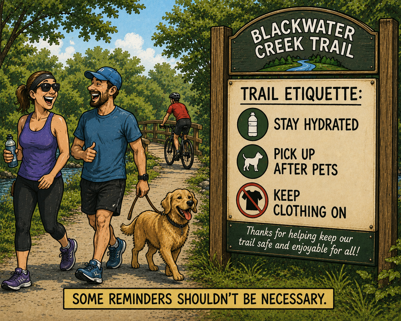 The newest addition to trail etiquette: basic decency.