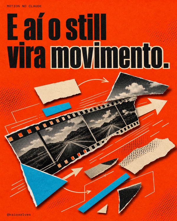 Motion collage vertical com recortes de papel e tipografia sobre movimento