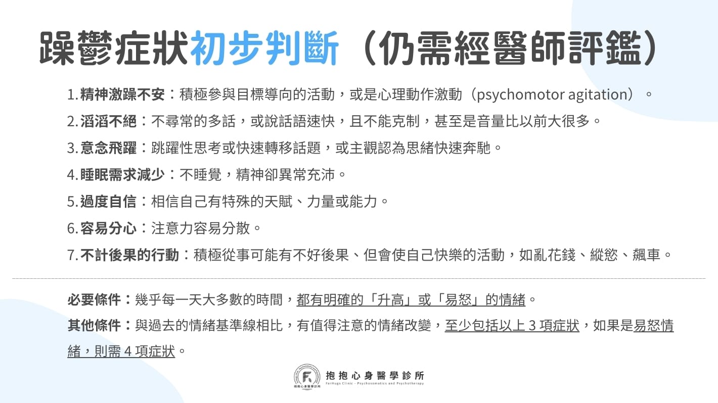 如何判斷躁鬱症？有哪些躁鬱症前兆能進行自我檢測？