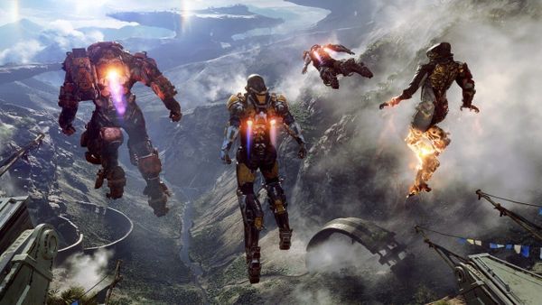 Anthem - čtyři javeliny letí nad údolím, obrázek z oznámení EA o vypnutí hry