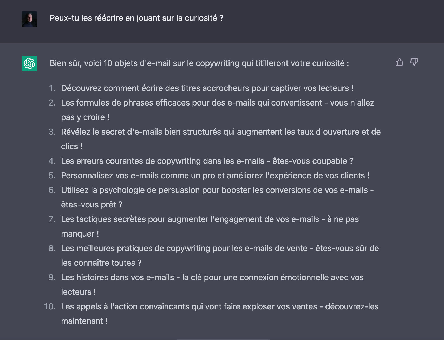 Prompt ChatGPT Objet d'Email Marketing