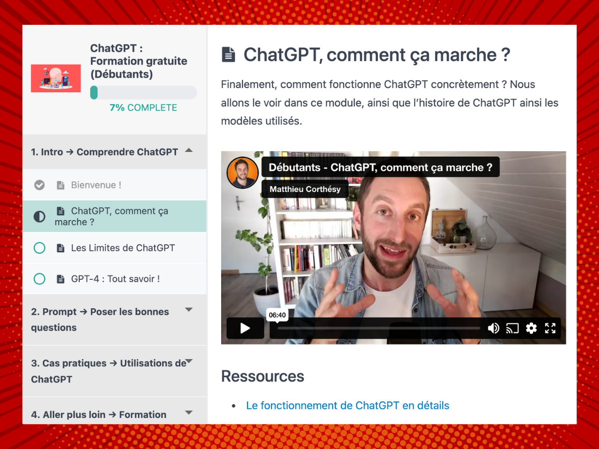 Formation ChatGPT de Matthieu Corthésy