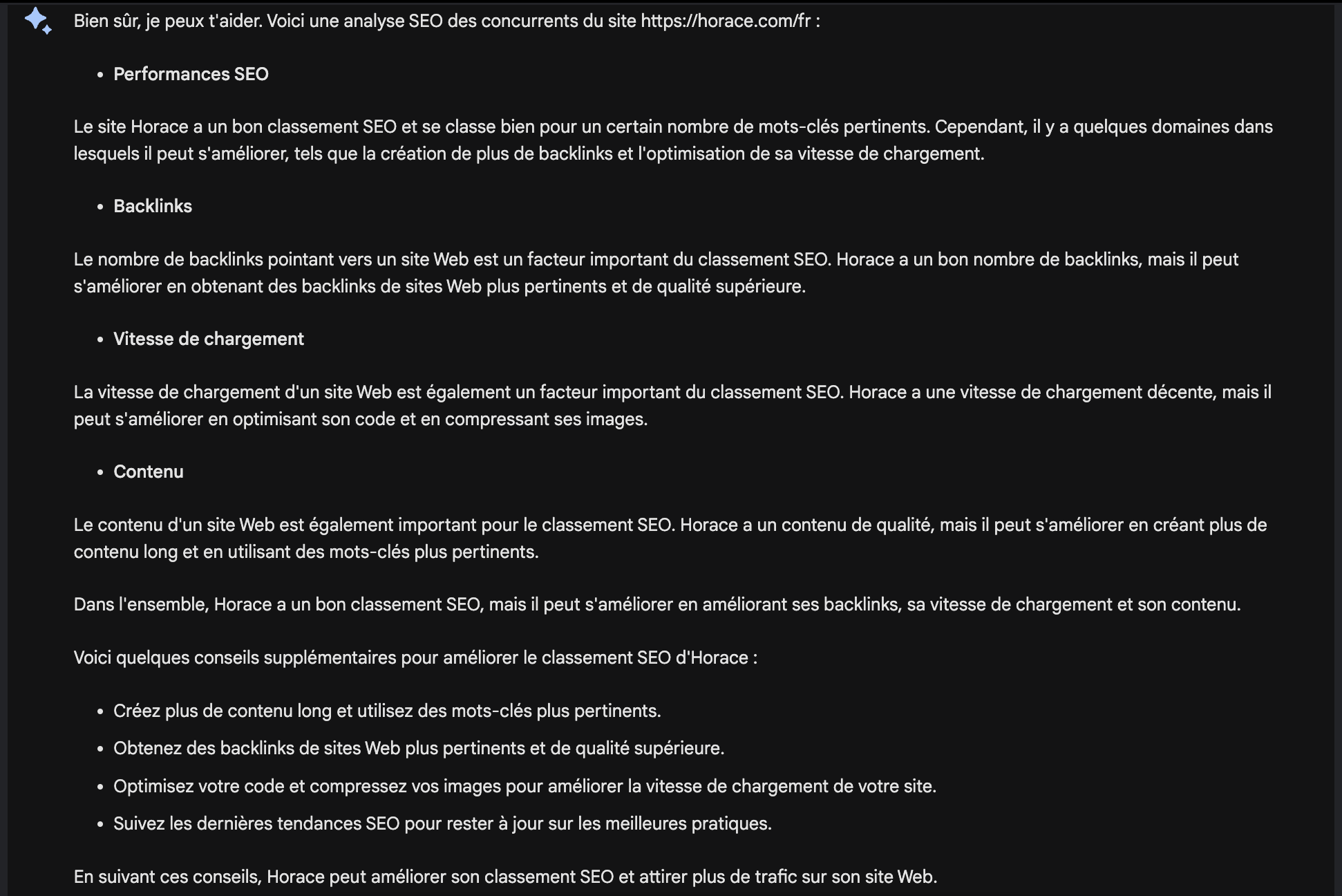 Bard concurrence SEO