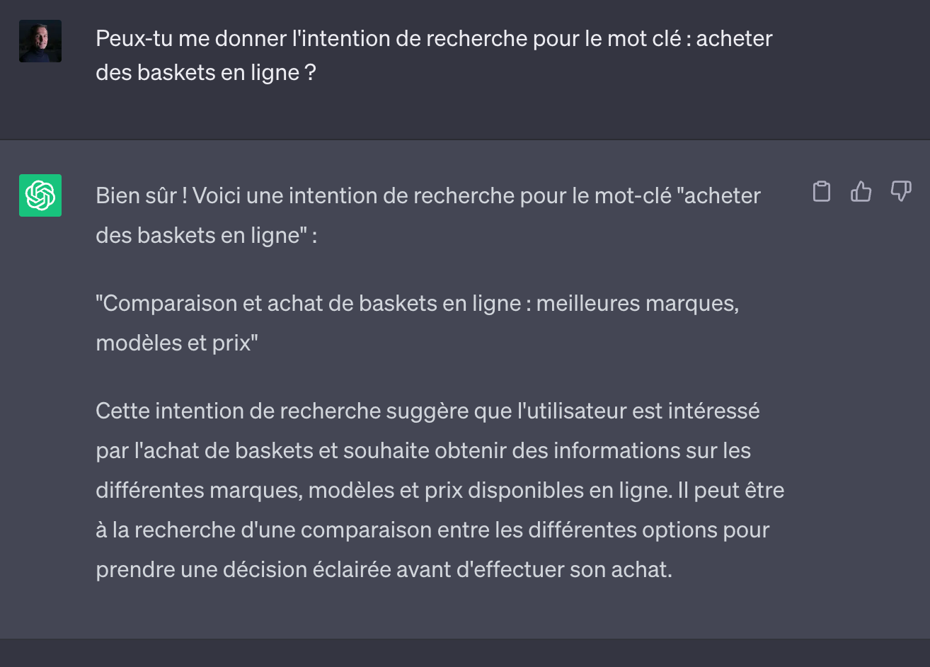 Intention de recherche mots-clés SEO avec ChatGPT