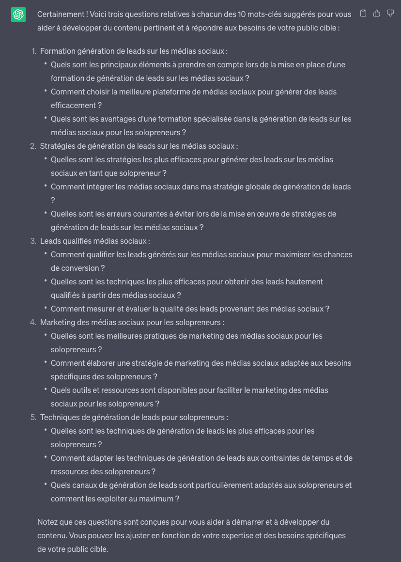 Questions Relatives SEO avec ChatGPT