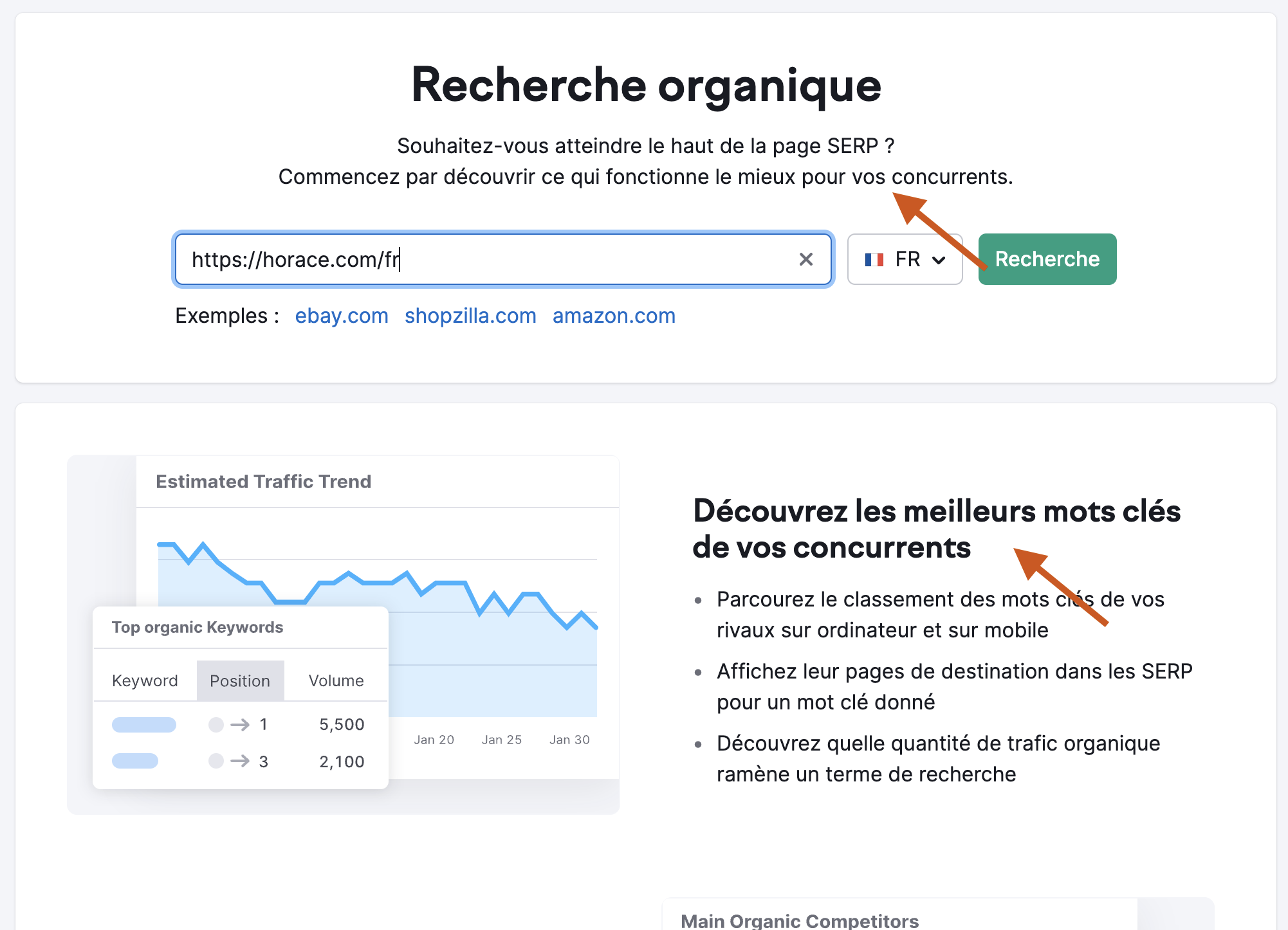 Recherche organisque Semrush