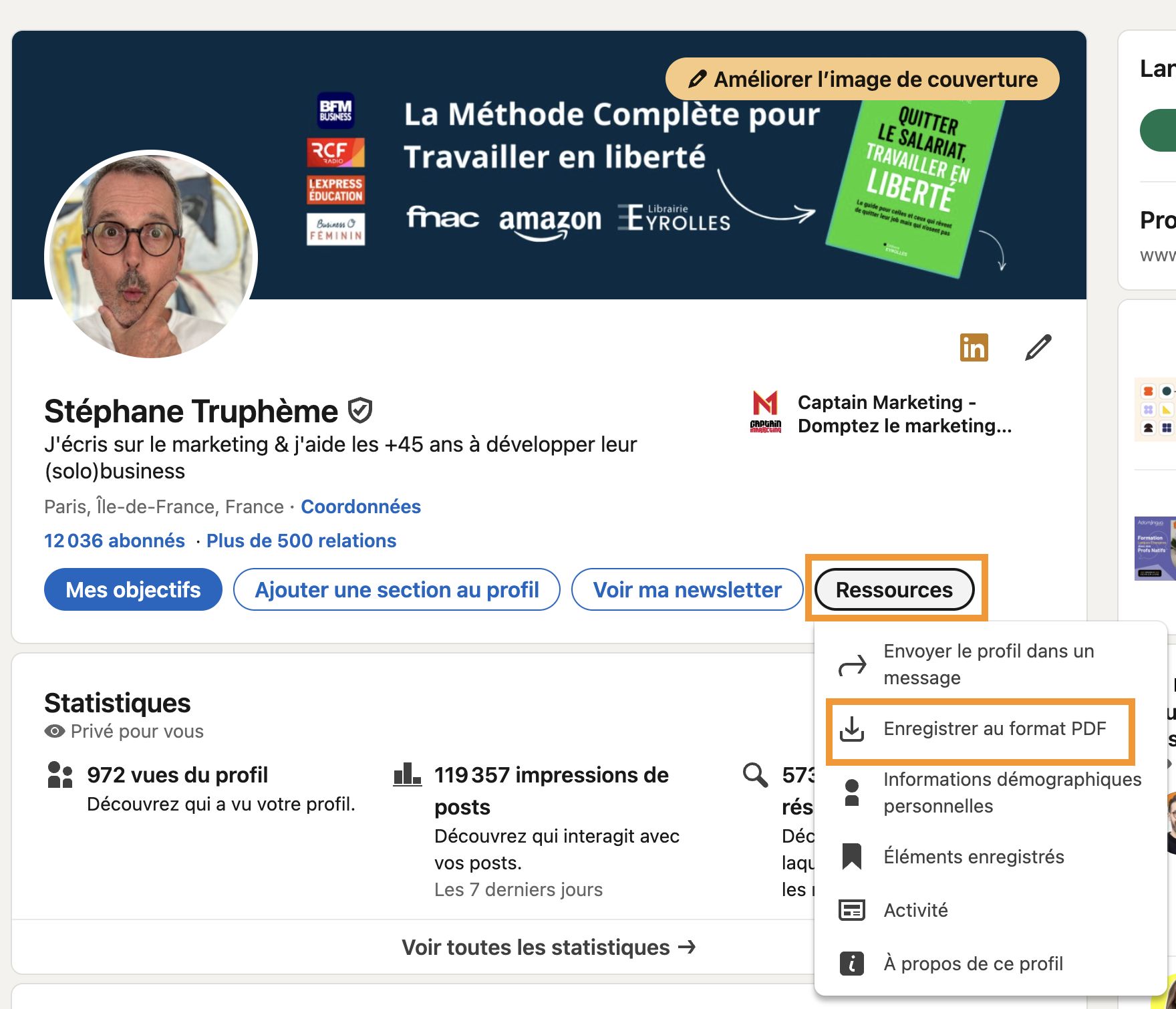 Comment exporter son profil LinkedIn en PDF pour l'auditer avec l'IA ?