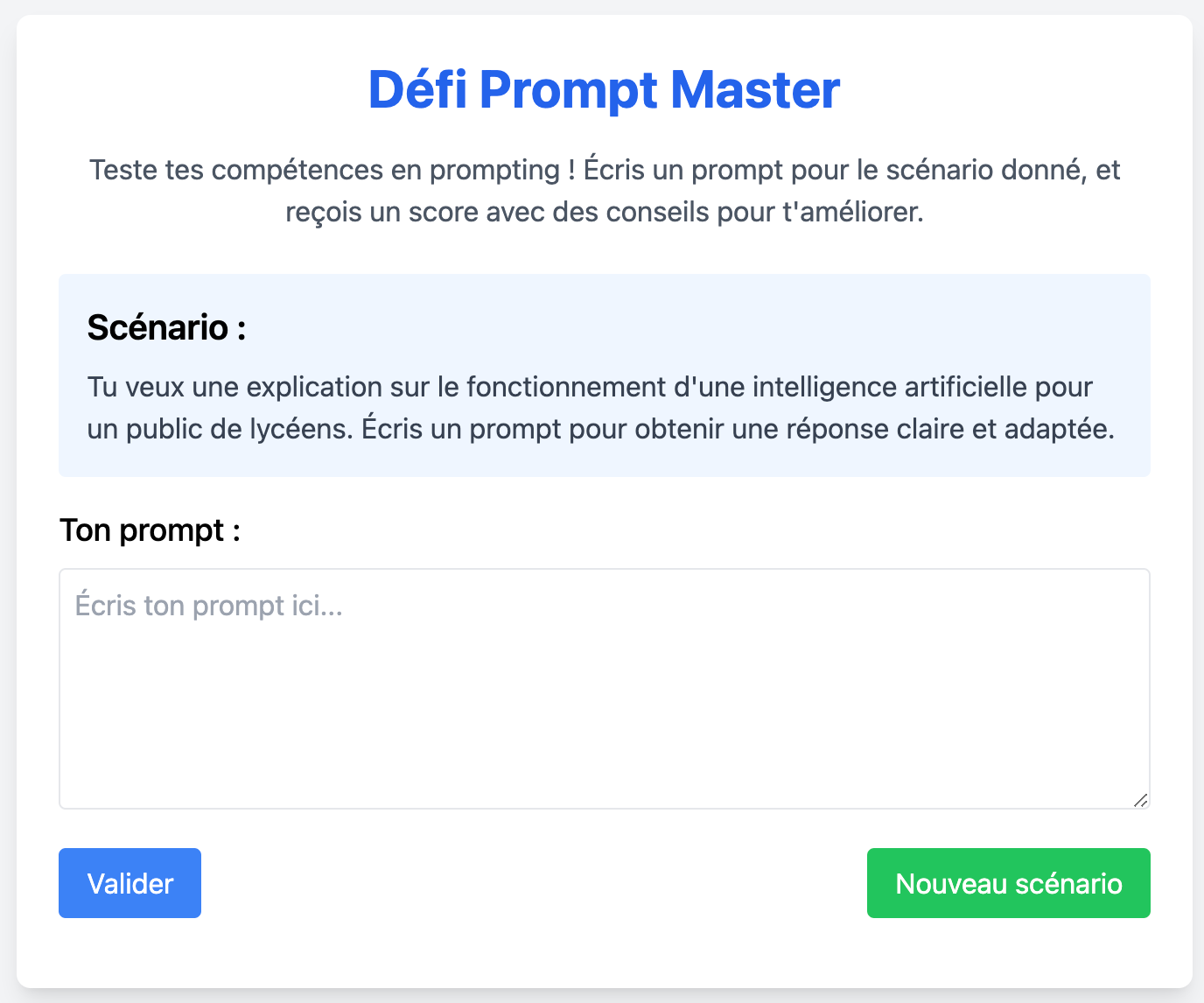 Défi Prompt Master