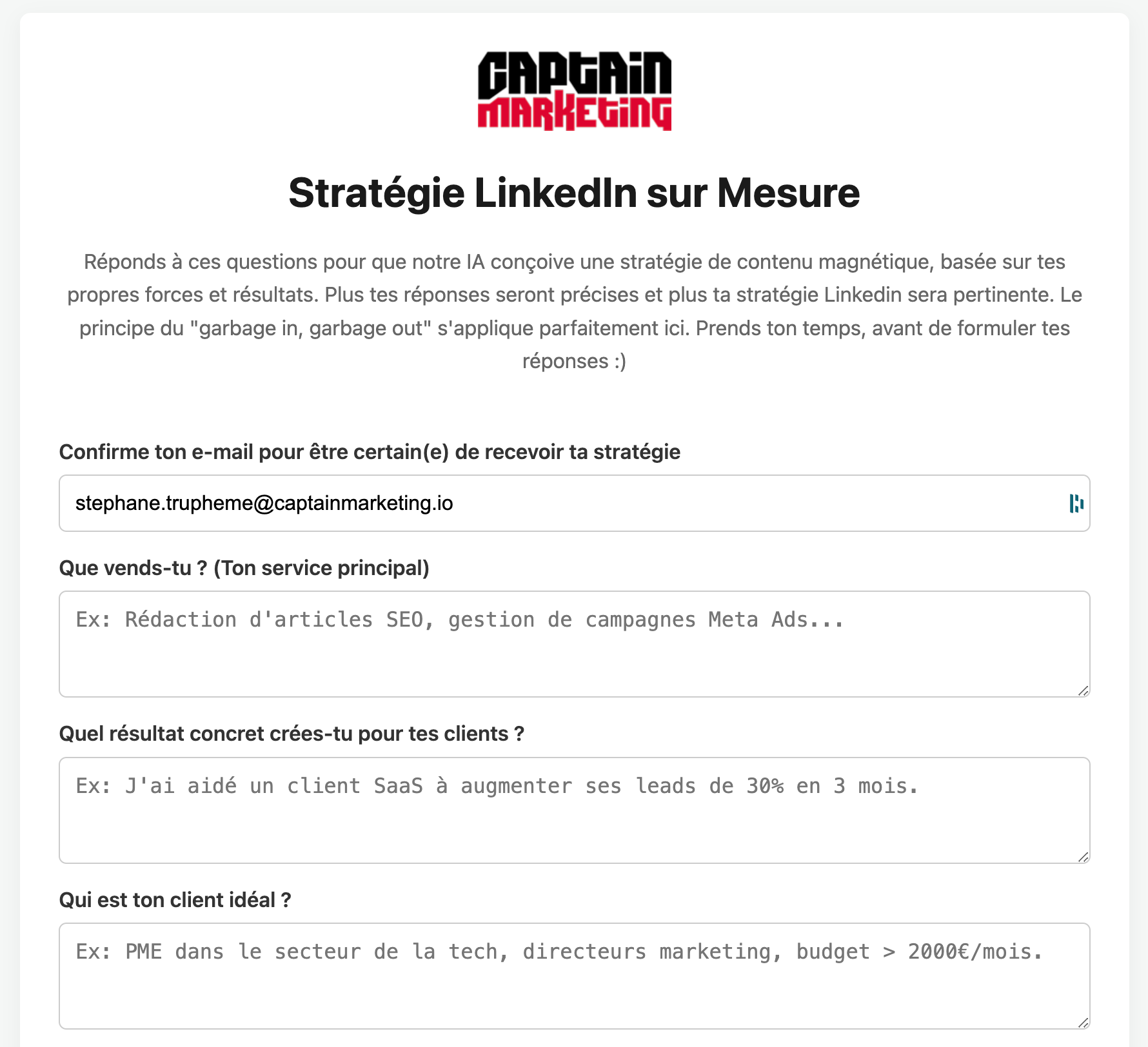Générateur Stratégie Linkedin Sur Mesure