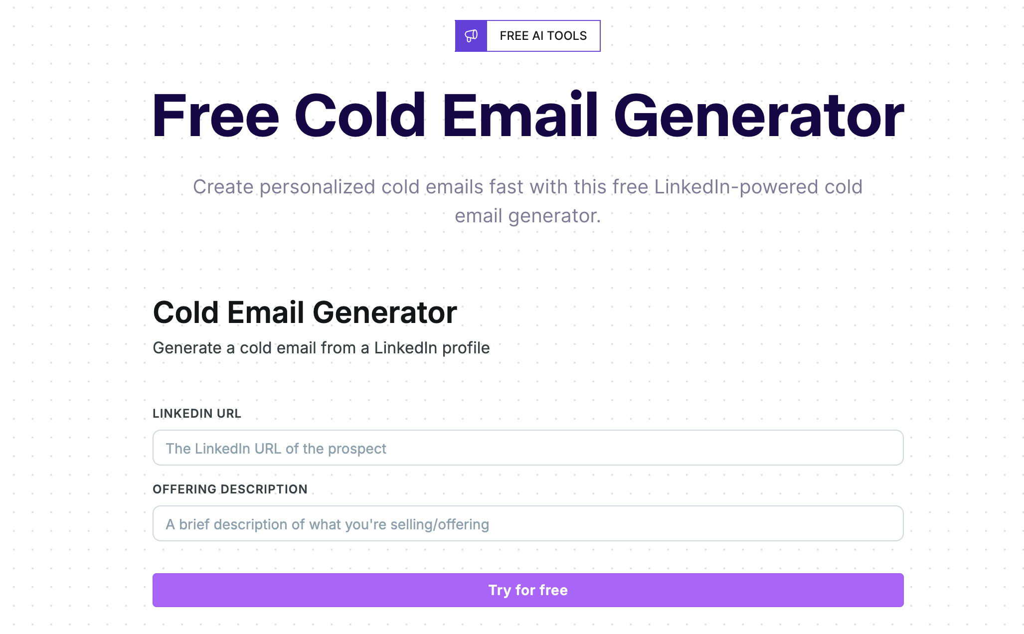 Free Cold Email Generator