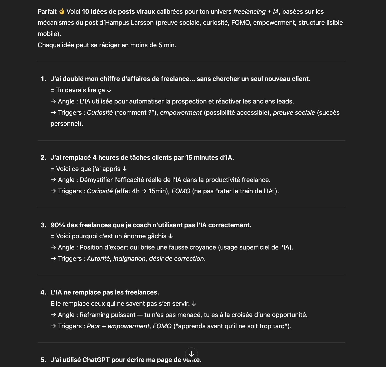 Résultats du prompt 2