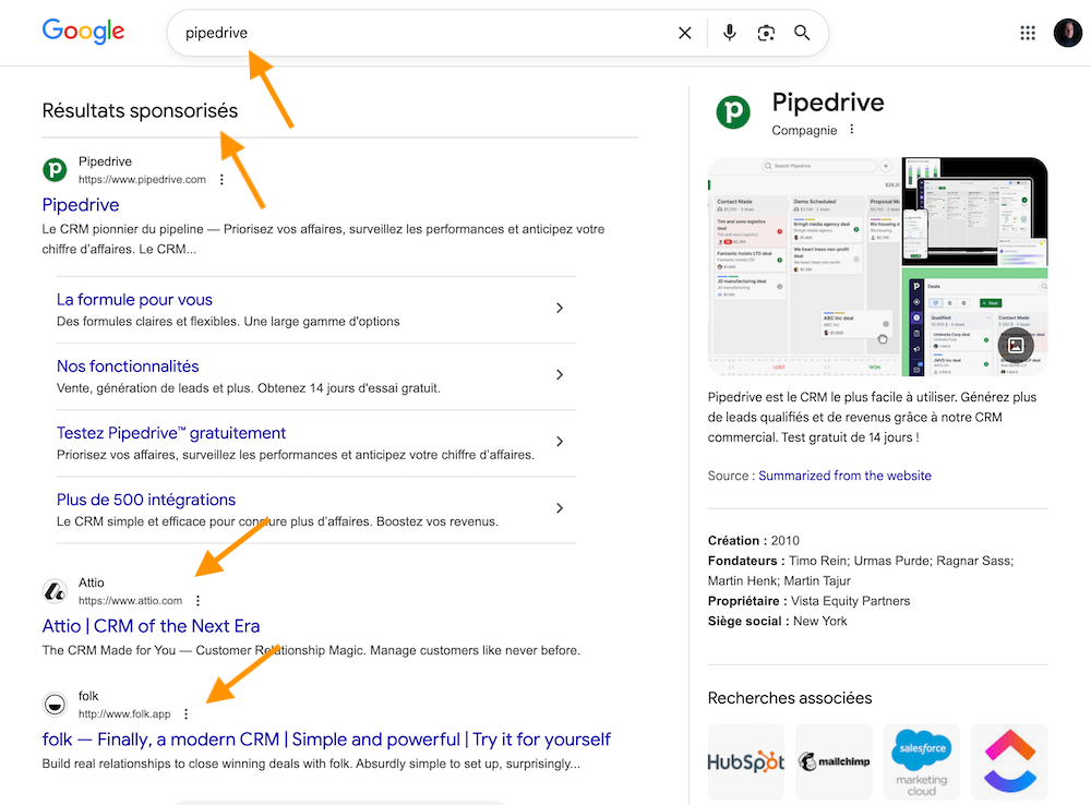 Ads sur les noms des concurrents
