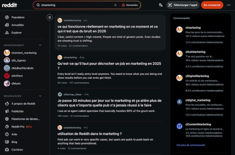Reddit pour le marketing