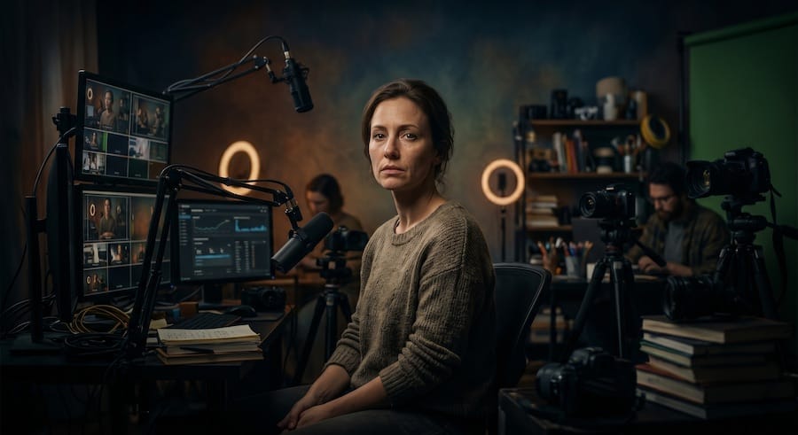 Image d'une personne dans un studio de création de vidéo