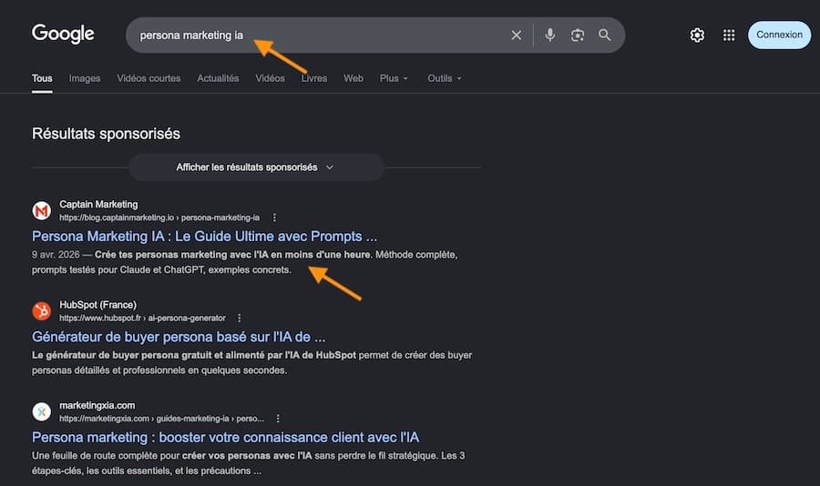 Persona Marketing IA en première position