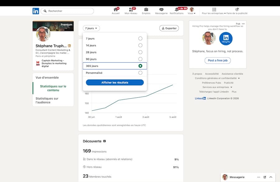 Module d'export des statistiques des posts sur Linkedin