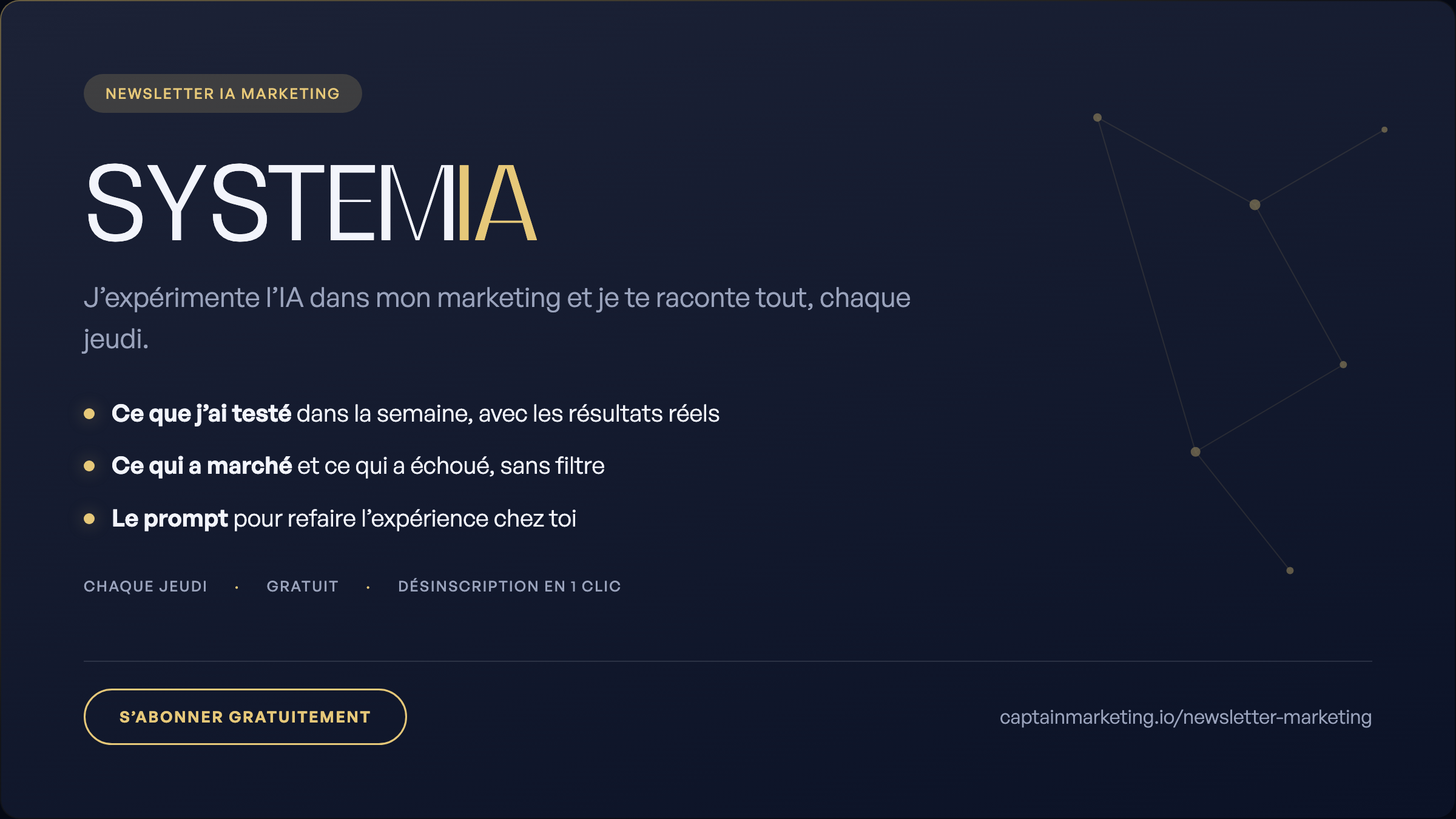 SYSTEMIA, la newsletter IA marketing de Captain Marketing, chaque jeudi