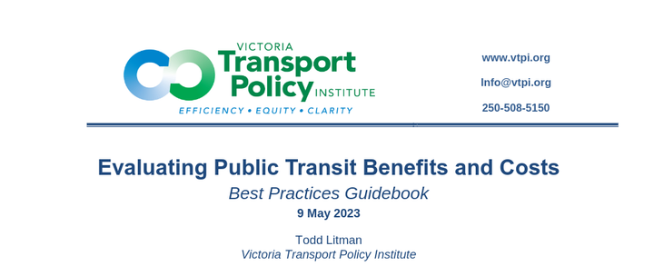 Header of a pdf that shows Victoria Transport Policy Institute logo and contact information. 