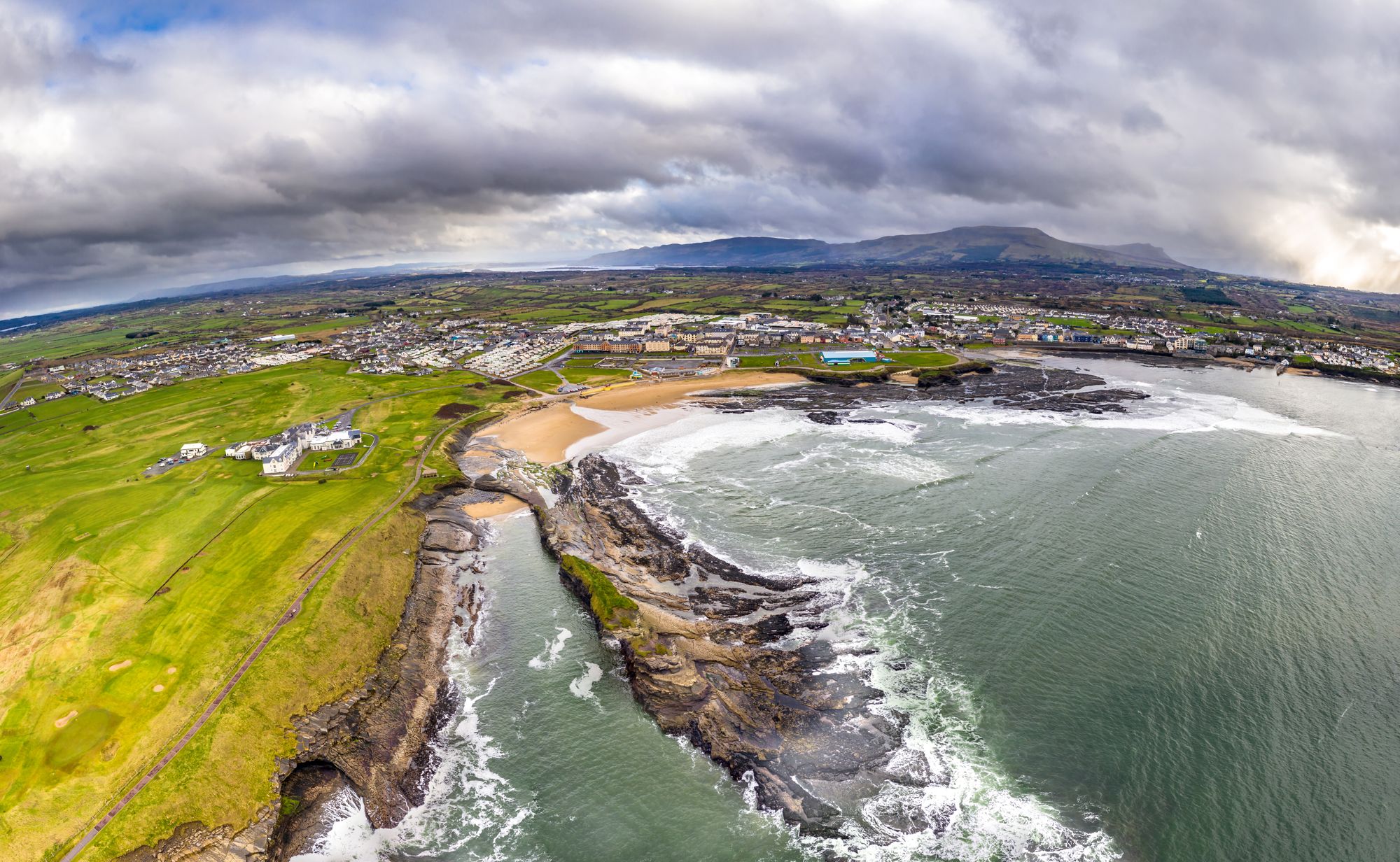 Arial view of Bundoran, Ireland.