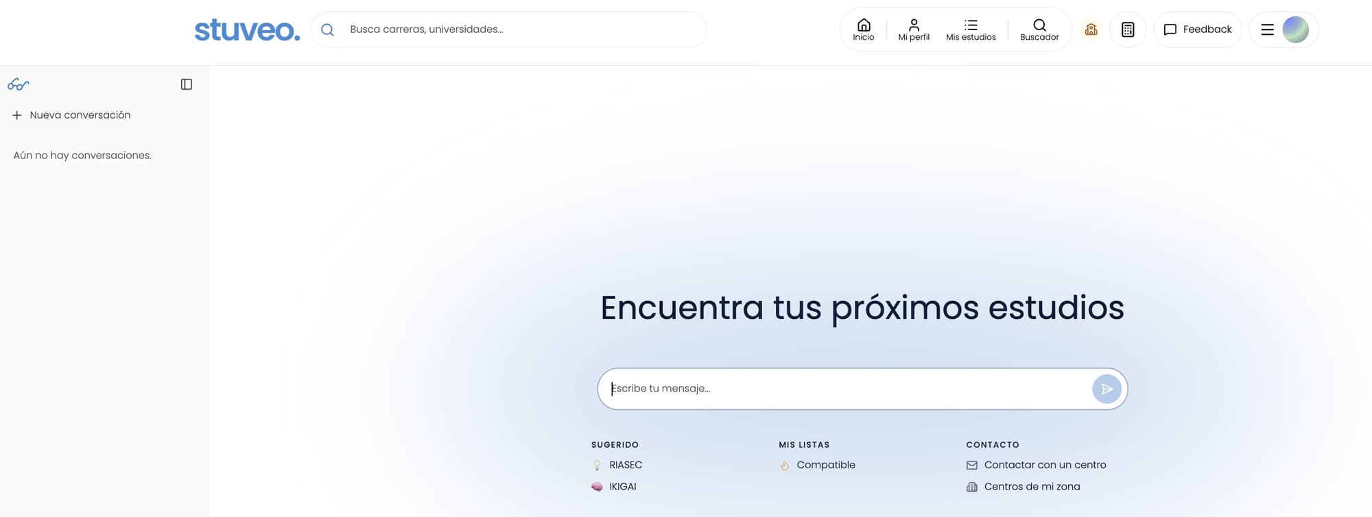 Chat de Gabi abierto con sugerencias para empezar la conversación
