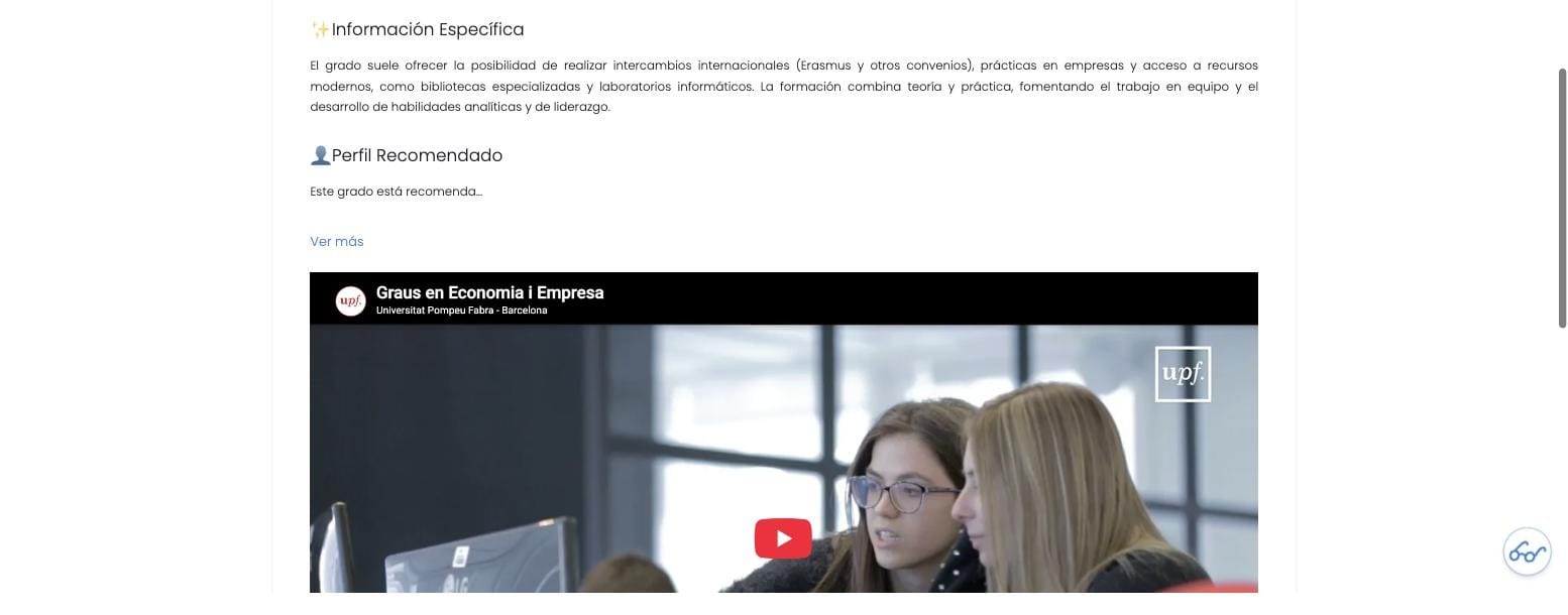Descripción del grado y vídeo de presentación