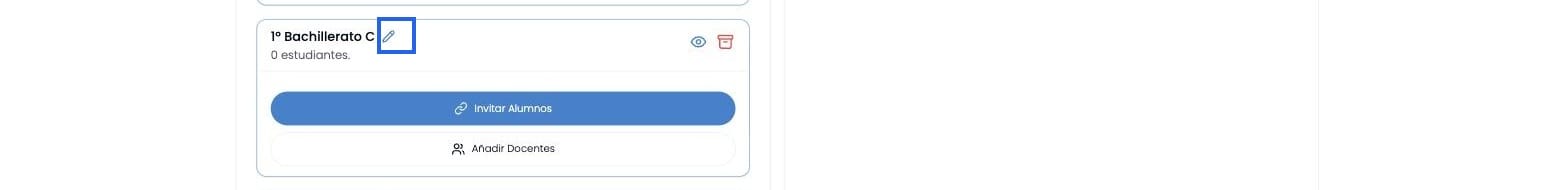 Icono del lápiz junto al nombre de la clase, marcado en azul