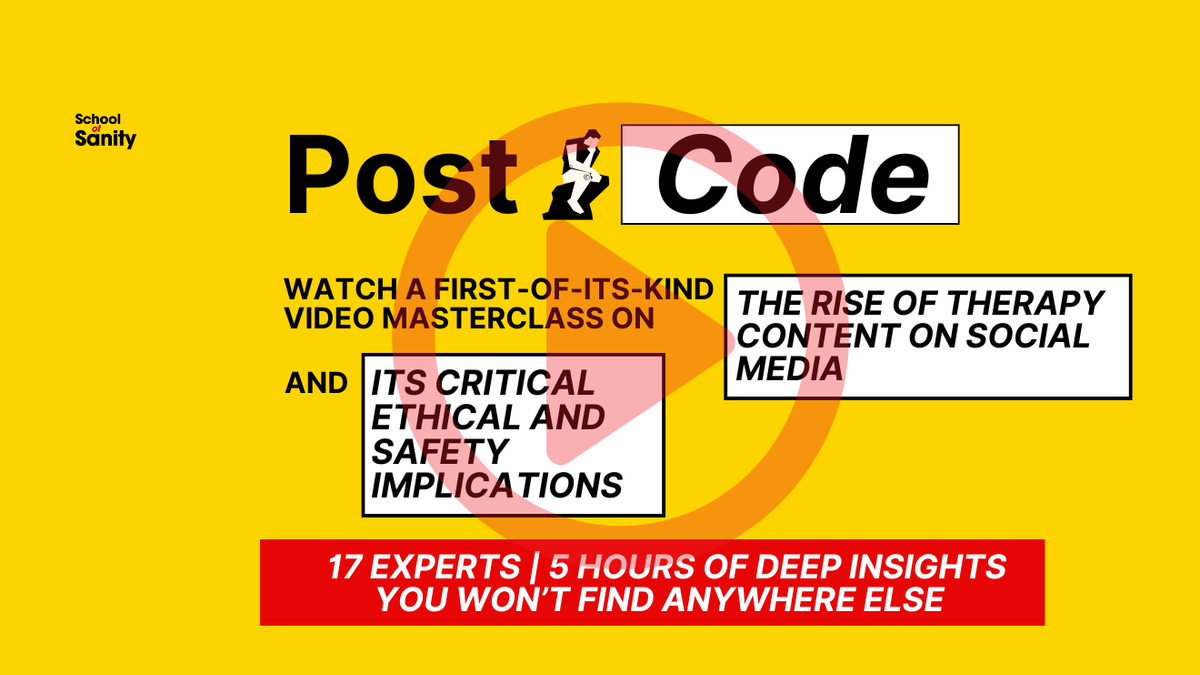 Poster of a first-of-its-kind video masterclass on the ethics of therapy content on social media