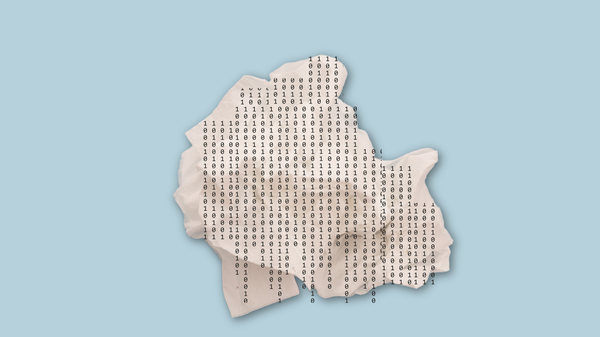 A crumpled piece of tissue with 0s and 1s overlaid on it