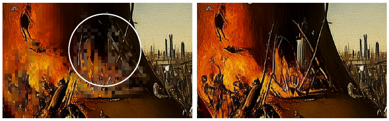 Detail from The Garden of Electoral Delights showing original renderings and added illos (3).