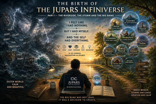 The Birth of the JUPARS Infiniverse Part I — The Riverside, the Storm and the Big Bang