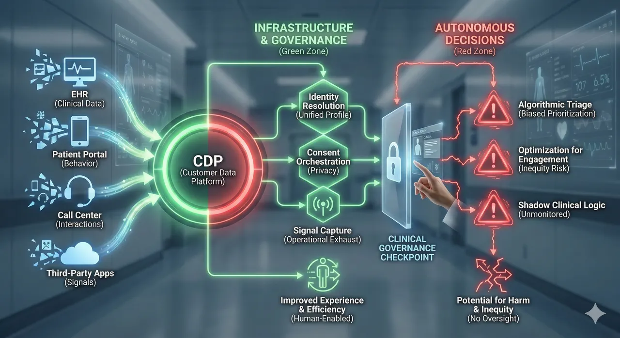 Customer Data Platforms in Healthcare: Necessary Infrastructure, Dangerous Autonomy