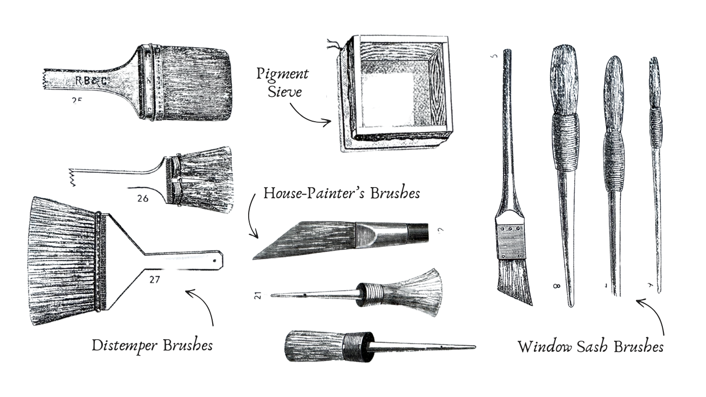 Victorian painting tools and brushes