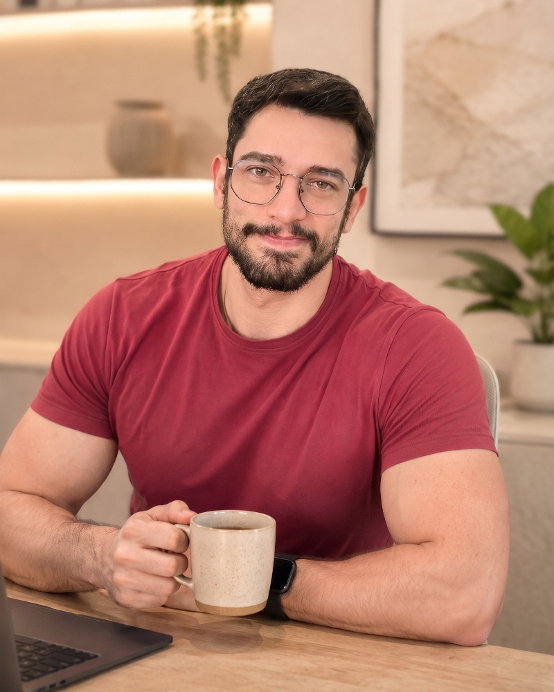 Portrait of Jhonatas Souza, founder of JF Casa Design, a Miami-based interior designer specializing in residential interiors, renovations, space planning, custom millwork and 3D visualization