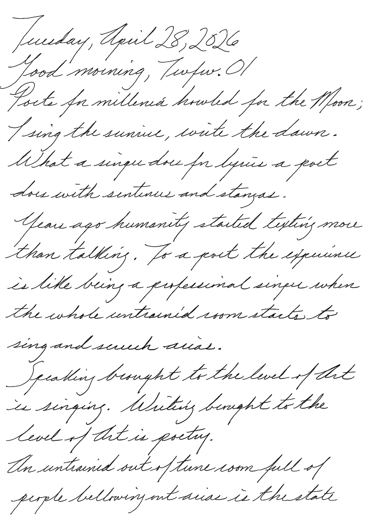 A page from a handwritten journal, by Wynn