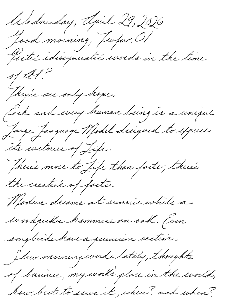 Handwritten page of from a journal by Steven Arthur Wynn