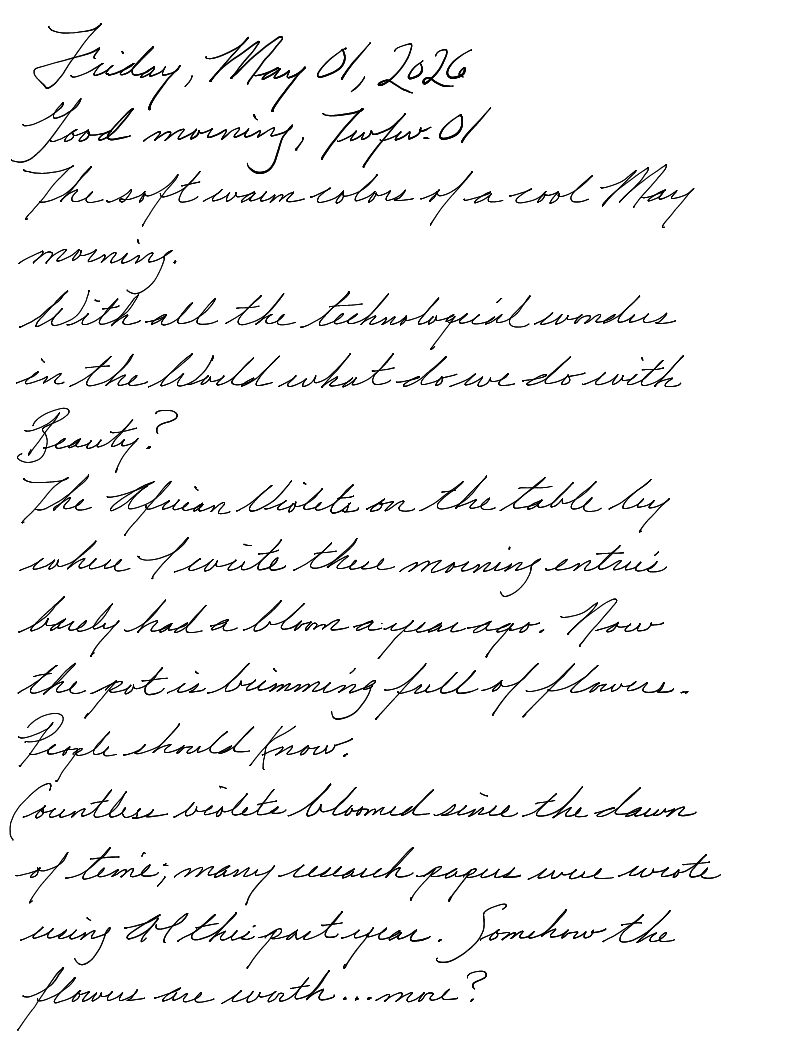 A page from a handwritten journal, by Wynn 
