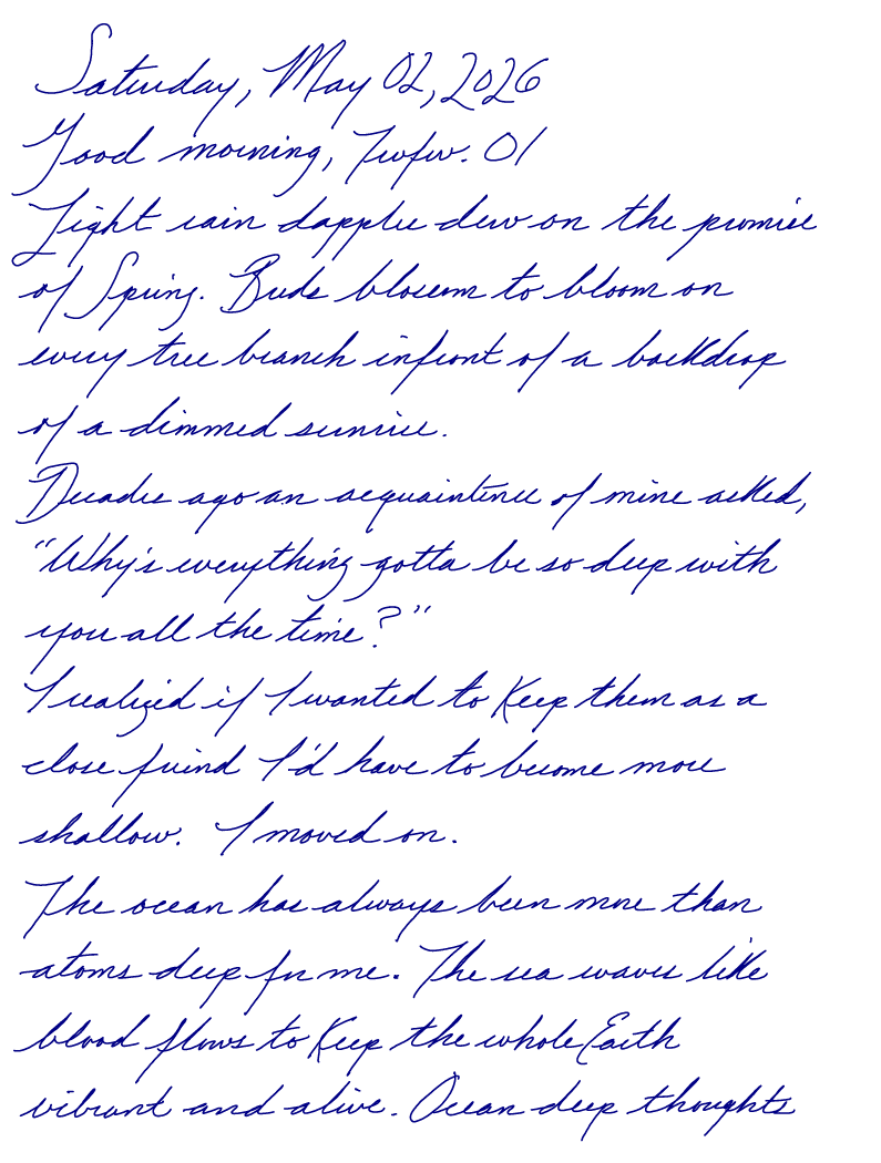 A page from a handwritten journal, by Wynn. 