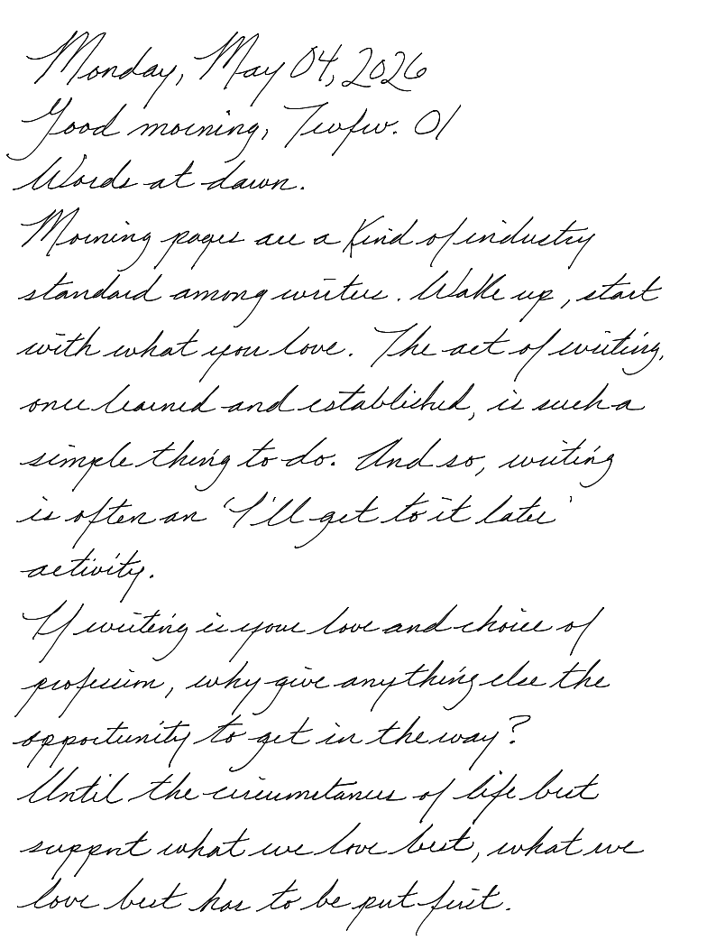 A page from a handwritten journal, by Wynn. 