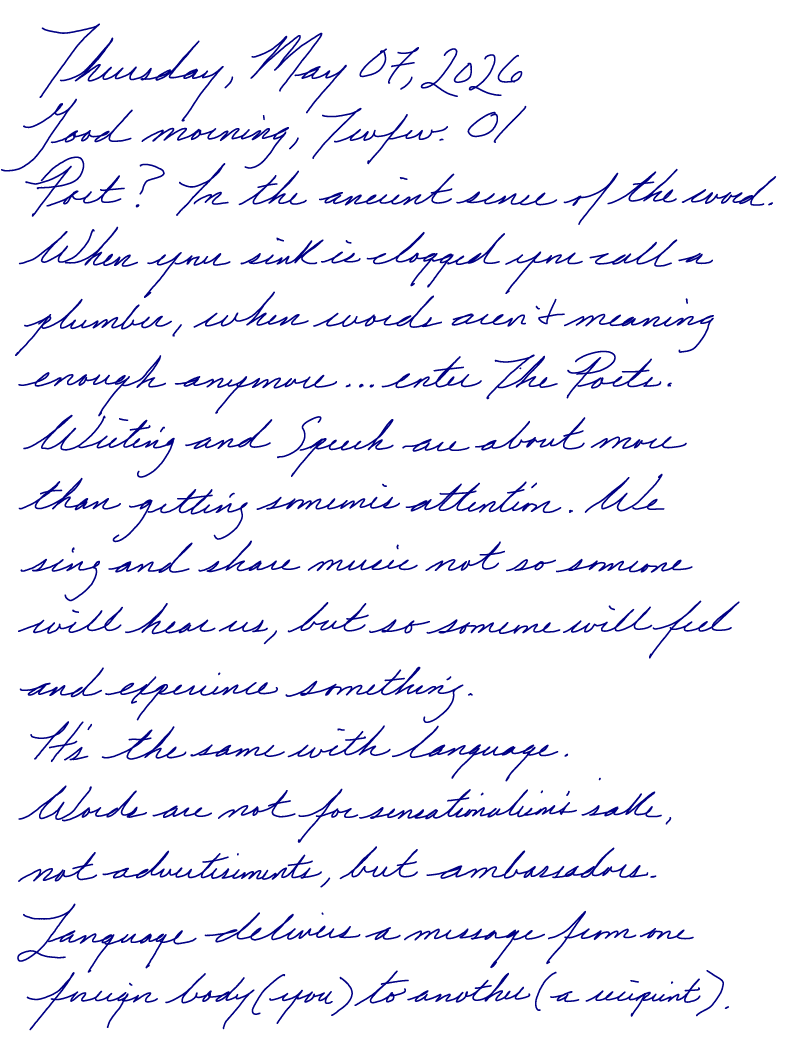 A page from a handwritten journal, by Wynn