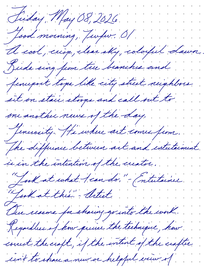 A page from a handwritten journal, by Wynn.
