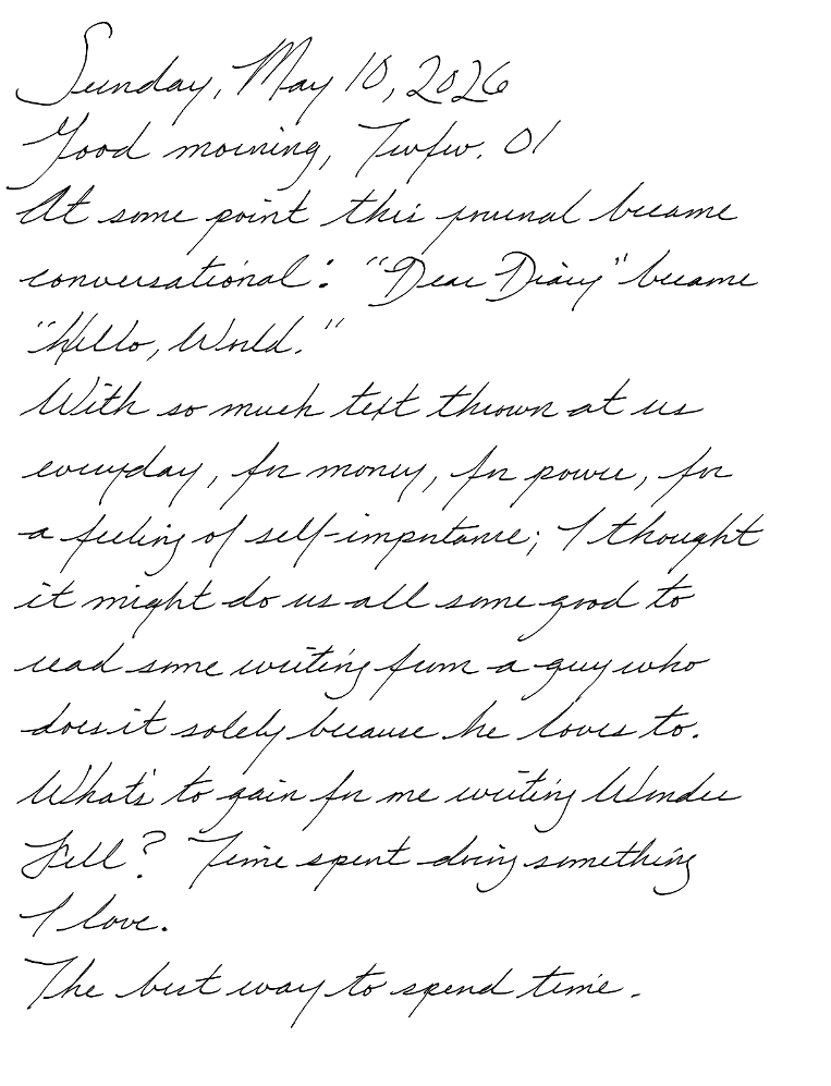 A page from a handwritten journal, by Wynn 
