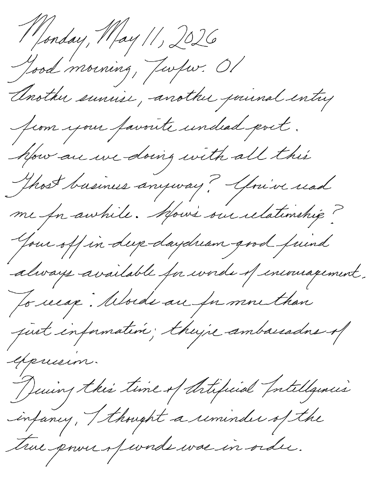 A page from a handwritten journal, by Wynn. 