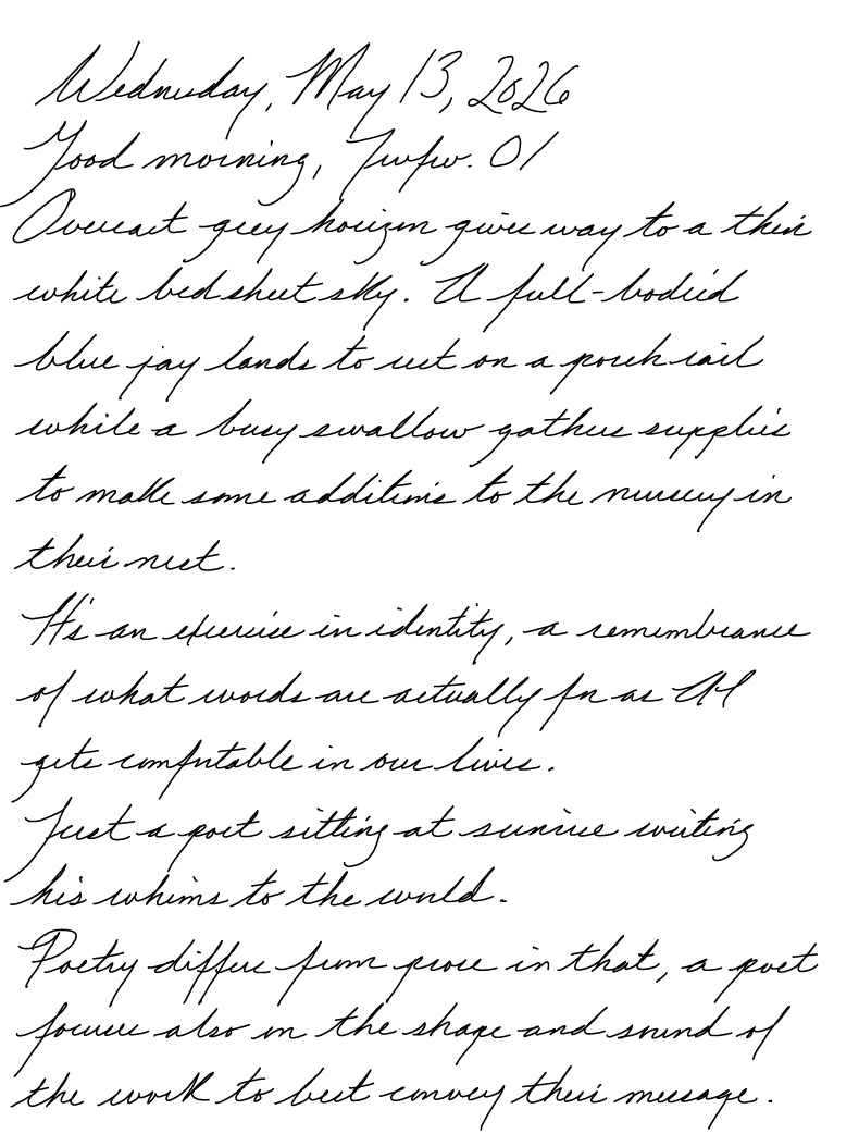 A page from a handwritten journal, by Wynn 