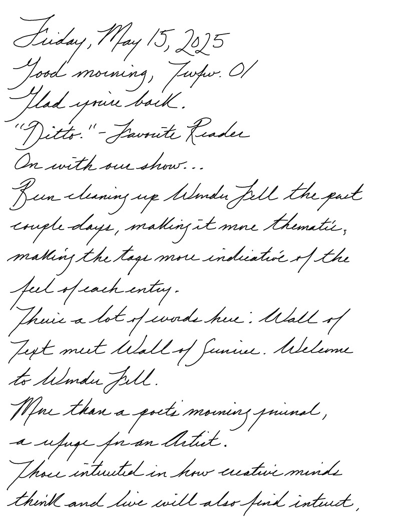 A page from a handwritten journal, by Wynn