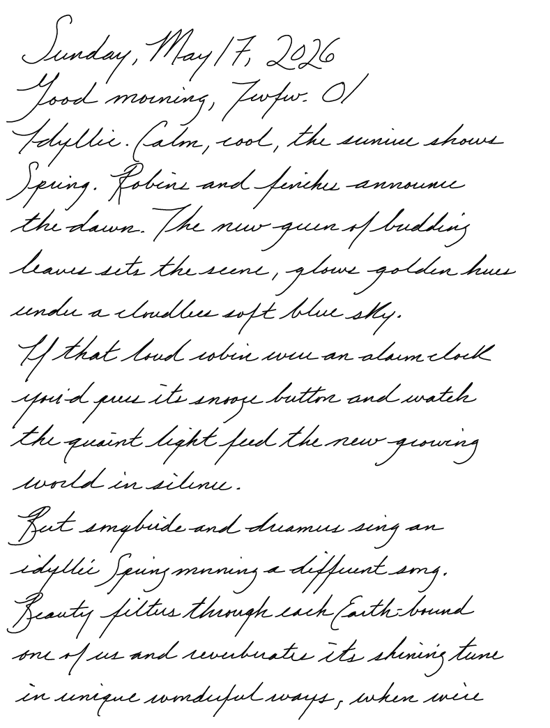 First page of a handwritten journal entry by Wynn. 