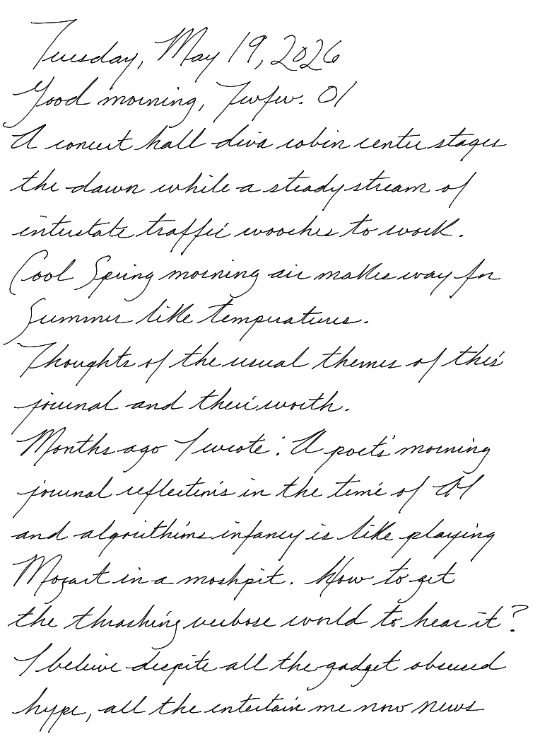 A page from a handwritten journal, by Wynn 