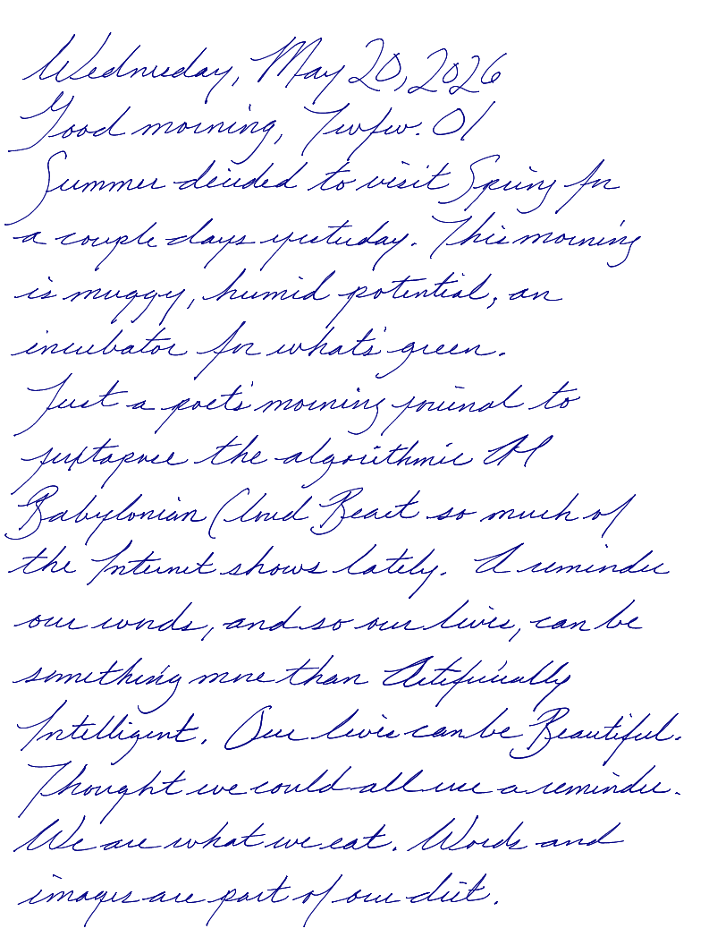 A page from a handwritten journal, by Wynn 